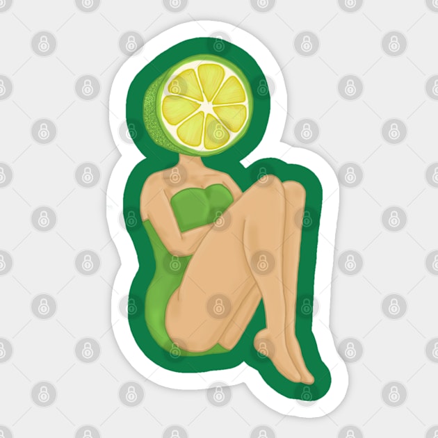 Lime Pin Up Girl Sticker by tesiamarieart